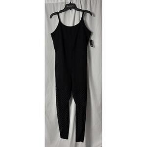 NWT Torrid Womens Black Tank Cat Suit Flocked Leg Stretch‎ Plus Size 2X